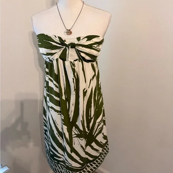 Apt. 9 Olive Green & White Strapless Knot-Front Summer Dress - Picture 3 of 8